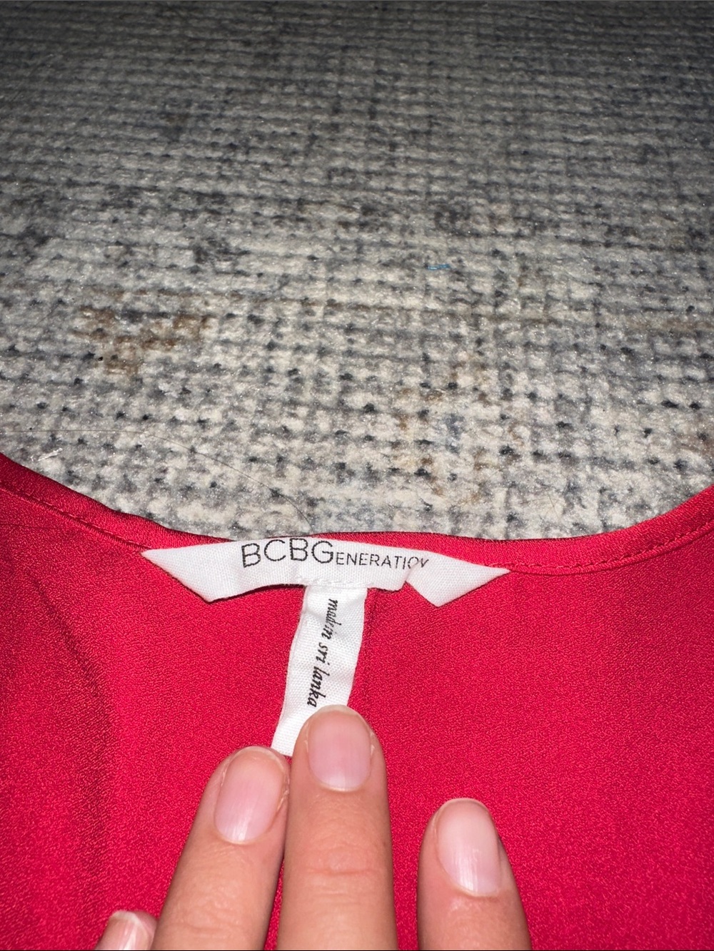 BCBGeneration Red Twist-Front Ruffled Blouse - Picture 2 of 5